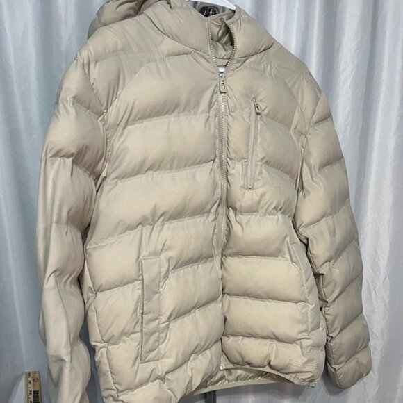 TOPMAN Beige Puffer Jacket Hooded Zip Front Men’s Size M - Picture 3 of 8